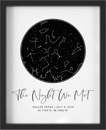 Miniatura 9 de Mapa de Estrellas Personalizado con Fechas y Lugar Específicos - Impresión de Mapa de Constelación Personalizado, Sin Marco - Arte de Pared