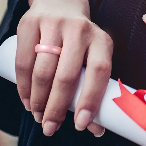 Miniatura 2 de ROQ - Anillo de boda de silicona para mujeres, alianzas de boda de goma asequibles, con purpurina y metálicos, oro rosa, plata, negro, azul