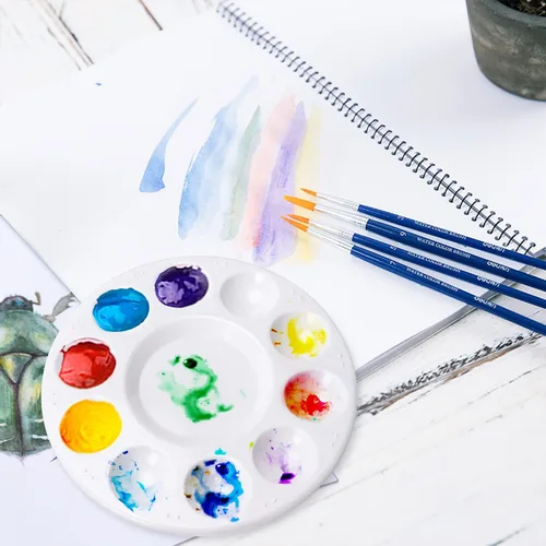 Miniatura 5 de Paquete de 12 paletas de bandejas de pintura, paleta de pintura, paletas de pintura de plástico para niños en proyectos escolares o clase de arte
