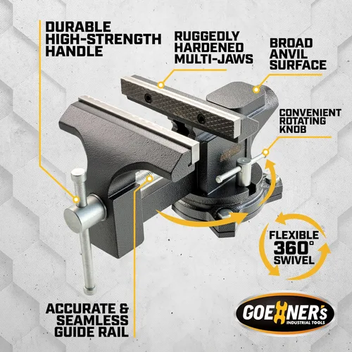 Miniatura 6 de Tornillo de banco de 6 pulgadas de servicio pesado para banco de trabajo, tornillo de mesa utilitario de tubería combinado, construcción de acero