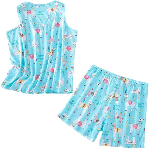 Miniatura 2 de ENJOYNIGHT - Conjunto estampado de pijama con parte superior sin mangas y pantalones cortos, para mujer