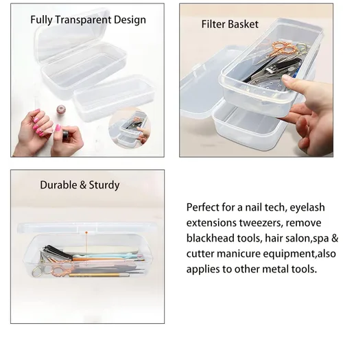 Miniatura 4 de LXIANGN Caja esterilizadora de herramientas de uñas, bandeja de esterilización de plástico para pinzas, herramientas de uñas, peluquería