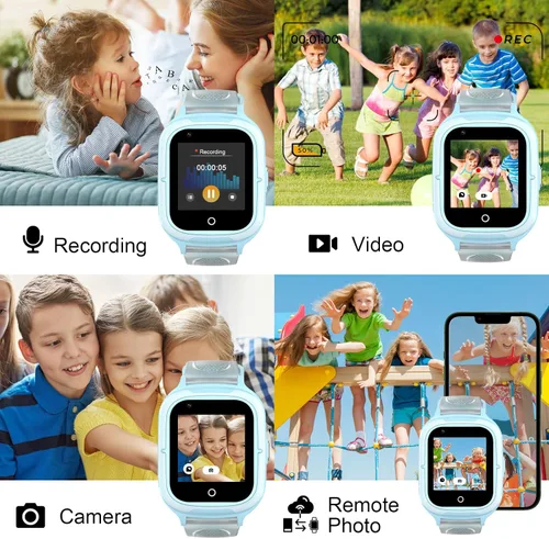 Miniatura 4 de LogHog Wonlex - Reloj inteligente 4G para niños y niñas de 4 a 12 años, reloj de bebé con tarjeta SIM, rastreador GPS, pantalla táctil, reloj de Azul