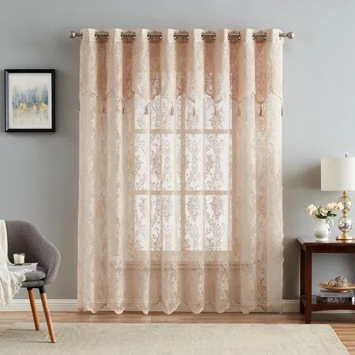 Miniatura 19 de Warm Home Designs Par de 2 paneles de cortina de encaje semitransparentes de color blanco de 54 pulgadas de ancho x 84 pulgadas de largo, cenefas