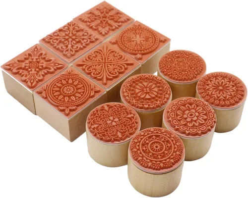 Miniatura 11 de 12 sellos de goma con almohadillas de tinta para manualidades, sellos de madera de flores y plantas con almohadillas de tinta para sellos, juego