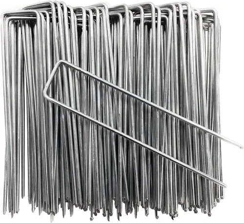 Petgrow Estacas de Jardín de 6 Pulgadas Grapas de Paisaje Galvanizadas, Grapas de Césped Tipo U para Césped Artificial, Estacas Clavijas de Césped a