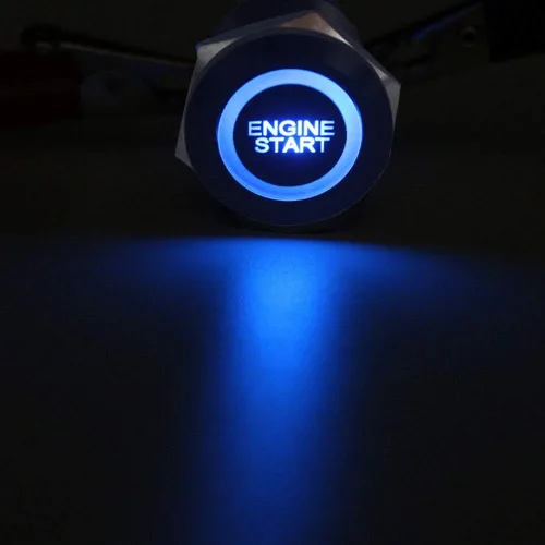 Miniatura 3 de ESUPPORT Interruptor de botón momentáneo de 12V para auto, vehículo, con luz LED azul, carcasa negra, interruptor de encendido de motor, enchufe