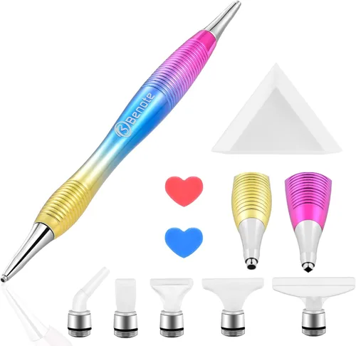 Miniatura 10 de Kits de bolígrafos de pintura de arte de diamantes de metal Benote, herramientas de bolígrafo de diamante con punta roscada, ergonómico, cuadrado