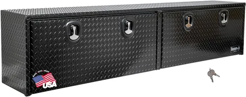 Miniatura 10 de Buyers Products 1721551 - Caja de camión de aluminio negro con tracción en diamante y tapa superior con puerta abatible, 72 x 13 x 16 pulgadas