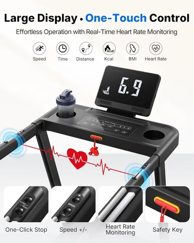 Miniatura 2 de MERACH Treadmills for Home with Incline 0%-15%, 300 LBS Capacity Double Deck Foldable Treadmill with Incline, 0.5-7.5MPH Quiet 2.5HP Brushless