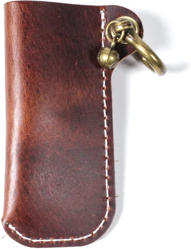 Miniatura 3 de HUMWE BIC - Funda para encendedor de cuero para encendedor de tamaño estándar, funda de cuero genuino con grilletes de herradura de metal