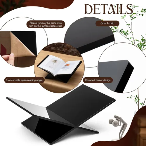 Miniatura 5 de Soportes grandes de acrílico para libros de 15.8 x 9.5 x 5.4 pulgadas, soporte grueso para libros de lectura, mesa auxiliar abierta para libros
