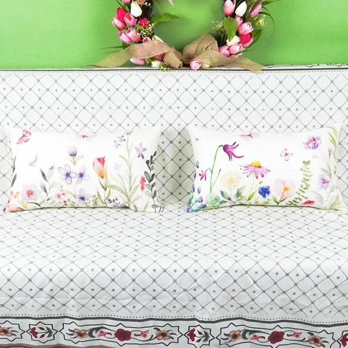 Miniatura 2 de ONWAY Juego de 2 fundas de almohada florales de primavera de 12 x 20 pulgadas, fundas de almohada lumbares decorativas con flores moradas y Morado