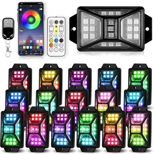 Miniatura 13 de 4 cápsulas de luces RGB de ángulo completo compatibles con camiones de 12 V, Jeep, UTV, SUV, ATV, barco, carrito de golf, impermeable, multicolor