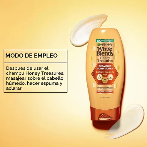 Miniatura 6 de Garnier Whole Blends Honey Treasures - Acondicionador reparador, para cabello seco y dañado, 3 onzas líquidas (tamaño de viaje), 1 unidad