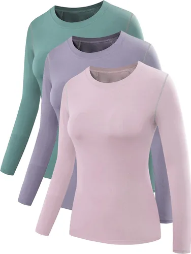 Miniatura 51 de NELEUS - Camisa deportiva de compresión atlética, de manga larga, para mujer, dry fit, paquete de 3