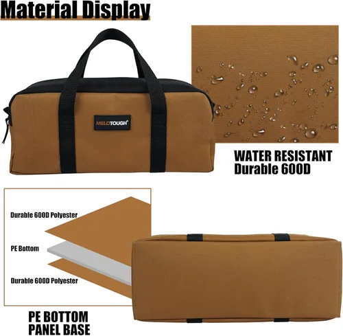 Miniatura 3 de Bolsa de herramientas Melotough de lona con cremallera, bolsa de herramientas portátil de 14 pulgadas, pequeña bolsa de almacenamiento de B & G