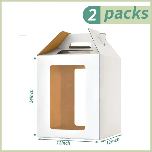 Miniatura 2 de Cajas de pastel de 12 x 12 x 14 pulgadas de alto con ventanas, portador de pasteles de 10 pulgadas y 12 pulgadas de alto, caja grande para tartas