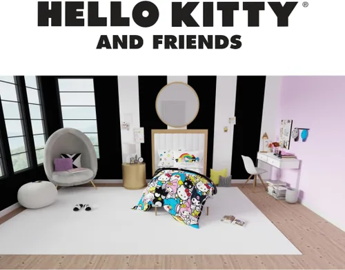 Miniatura 6 de Franco Collectibles Hello Kitty & Friends Juego de edredón y sábanas supersuaves con funda, 5 piezas, tamaño individual