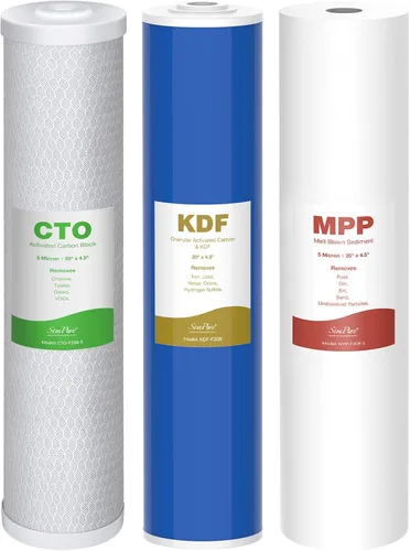 Miniatura 29 de SimPure Cartuchos de filtro de agua para toda la casa de 10 x 4.5 pulgadas, filtro de carbono y metal pesado GAC/KDF, para DB10C-2KDF, DB10P