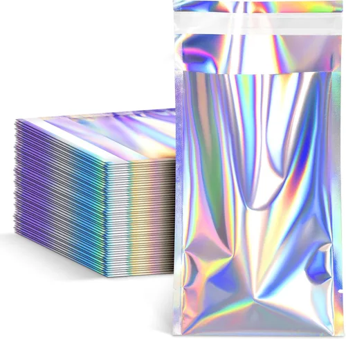 Miniatura 14 de FUNFERY Paquete de 100 sobres de polietileno holográficos autoadhesivos de 4x6 pulgadas, pequeños sobres de envío, sobres, pequeñas bolsas lindas
