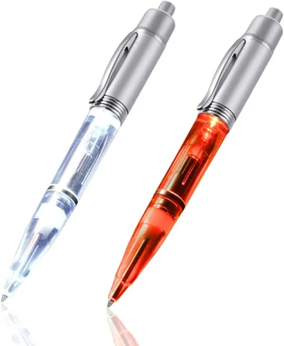Miniatura 9 de Penyeah Bolígrafo de punta iluminada, bolígrafo de luz LED para escribir en la oscuridad, funciona con pilas AAA, 2 bolígrafos pesados ajustables