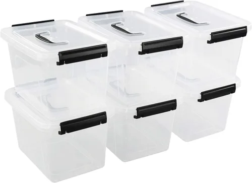 Miniatura 7 de Paquete de 6 cajas de almacenamiento de plástico de 5 litros con tapa, cajas con tapa transparente