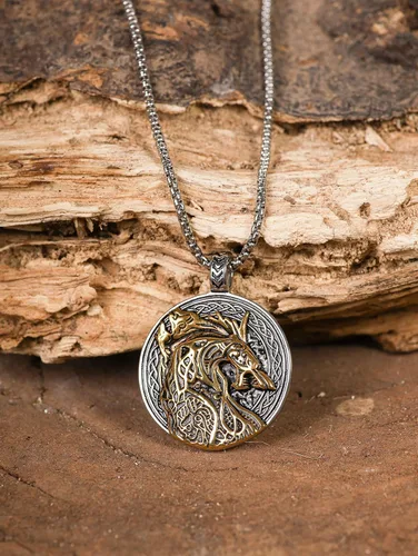 Miniatura 3 de HAQUIL Fenrir Wolf Necklace, Norse Wolf Fenrir Ragnarok Pendant,Viking Jewelry Gift for Men and Women