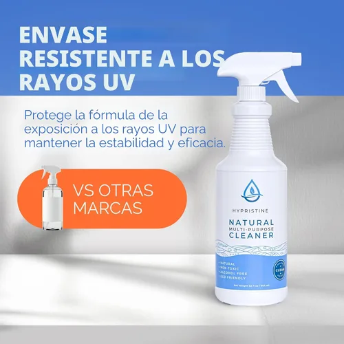 Miniatura 7 de HYPRISTINE PURE Spray de Ácido Hipocloroso, Limpiador Multiusos, Vida Útil Superior, 0% Blanqueador, 0% Alcohol, Seguro para Contacto con Alimentos