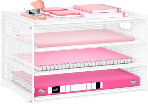 Miniatura 19 de Lavatino Bandeja organizadora de papel de escritorio de 3 niveles, bandeja de archivos de metal de malla negra para escritorio, suministros