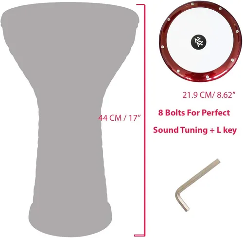 Miniatura 4 de La Darbuka Doumbek de Estilo Egipcio de 17 Pulgadas de Zaza Percussion (Negra)