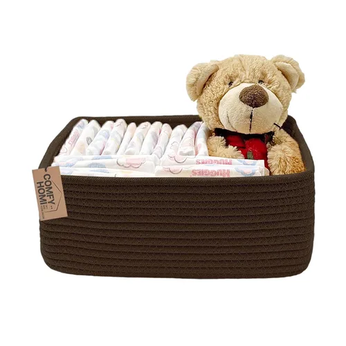 Miniatura 44 de COMFY-HOMI Cesta tejida de cuerda de algodón con asas para estantes, juguetes, libros, cestas de almacenamiento de tela para organizar, organizador