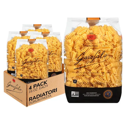 Garofalo - Pasta premium de sémola de trigo duro Radiatori hecha en Italia, estirada en bronce, Al-Dente, pasta de un ingrediente (paquete de 4)