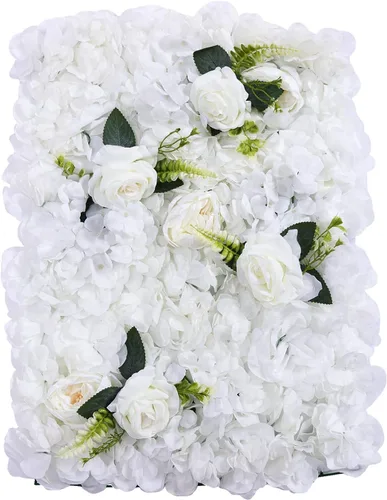 Miniatura 14 de Paneles de flores artificiales para decoración de pared, 6 piezas de rosas falsas, peonía, eucalipto, telón de fondo de pared de rosas para fiesta 6
