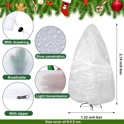 Miniatura 2 de Shappy Bolsa de almacenamiento para árbol de Navidad de 9 x 4 pies, bolsa vertical a prueba de polvo con cremallera y cordón para Navidad, a prueba
