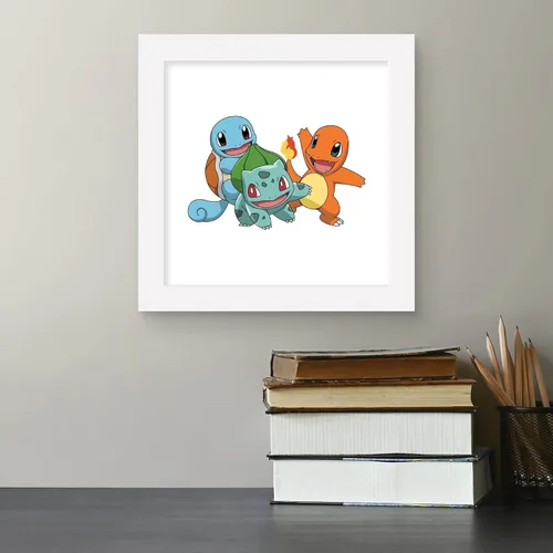 Miniatura 5 de Gallery Pops Pokemon - Bulbasaur, Charmander, Squirtle - Arte de pared con marco blanco, 12 x 12 pulgadas Versión enmarcada en blanco