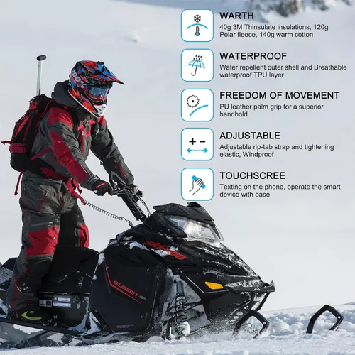 Miniatura 7 de Guantes de invierno para hombres y mujeres, guantes de snowboard y esquí, impermeables y aislados, resistentes al viento para clima frío