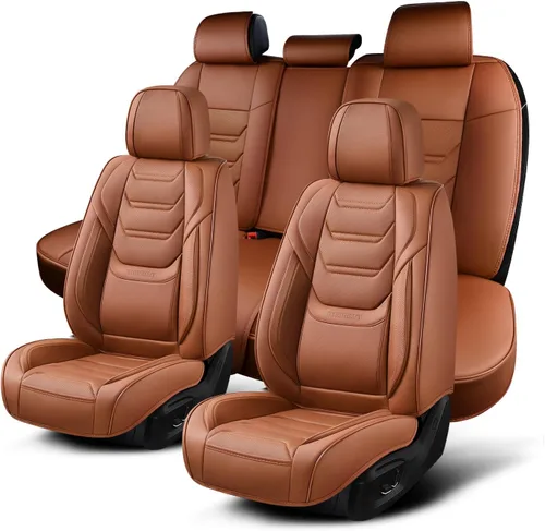 Miniatura 17 de TIEHESYT Fundas de asiento delantero de automóvil color rosa, par de fundas de cuero transpirable para asientos delanteros y reposacabezas, funda