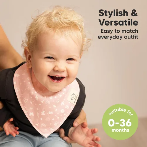 Miniatura 4 de KeaBabies 8 unidades de baberos orgánicos tipo bandana para niñas - Baberos tipo triángulo súper absorbentes para bebés que babean y están