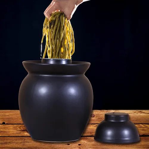 Miniatura 3 de ZHOUXIAO Tarro de encurtido de porcelana china, olla Kimchi gruesa con tapa, recipientes sellados de cerámica para almacenamiento de alimentos