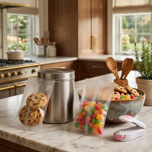 Miniatura 7 de IXIGER 200 bolsas de celofán esmerilado de 4.3 x 5.9 pulgadas, bolsas de galletas esmeriladas y golosinas para galletas individuales, dulces caseros