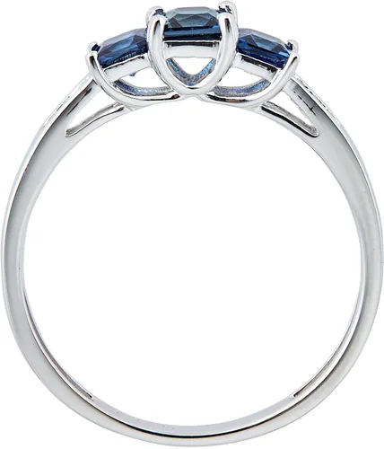 Miniatura 2 de Gin & Grace Anillo de compromiso de oro blanco de 14 quilates con diamantes de zafiro de corte princesa azul natural (I1, I2) para mujer, zafiro