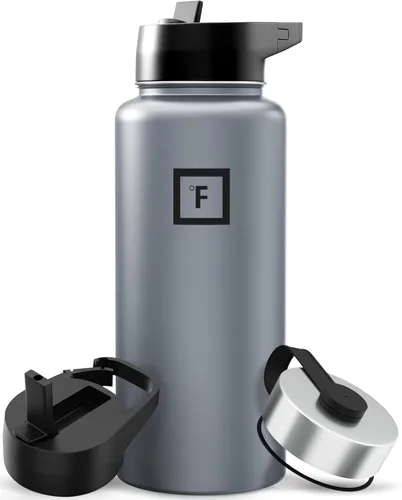 Miniatura 76 de IRON °FLASK Frasco de hidratación para acampar y senderismo con pajilla, botella de agua deportiva de acero inoxidable con aislamiento de boca