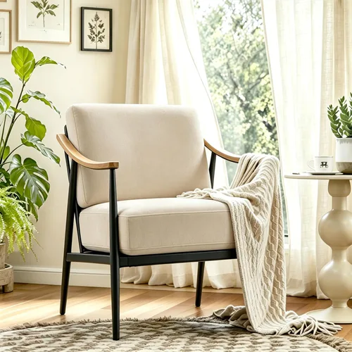 RNKSFX - Silla con acentos modernos para sala de estar/dormitorio, silla de mediados de siglo con brazos, silla decorativa tapizada para oficina,