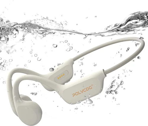 Auriculares para Natación, Auriculares de Conducción Ósea IPX8 Impermeables, Auriculares de Oído Abierto con Micrófono de 32GB de Memoria,