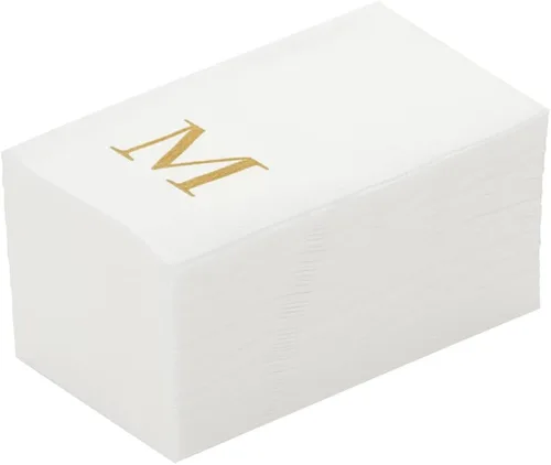Miniatura 32 de Luxenap Toallas de invitados de tacto de lino de 15.8 X 7.9 pulgadas, 50 toallas de mano con letras - Letra dorada "S", fuente sans serif