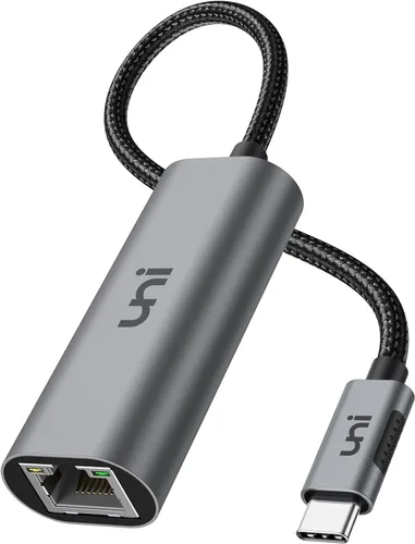 uni Adaptador USB-C a Ethernet de 2.5 Gbps, Blazing Fast Type-C (compatible con Thunderbolt 4/3) a RJ45, adaptador de red Gigabit de aluminio