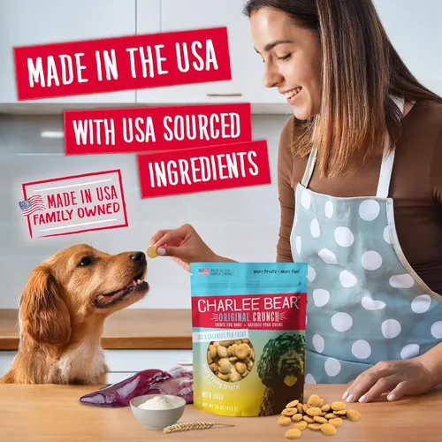 Miniatura 4 de Charlee Bear Original Crunch - Golosinas para perros, hígado de pollo, bolsa resellable de 16 onzas, golosinas de entrenamiento bajas en calorías