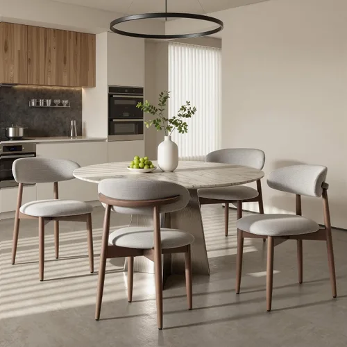 Miniatura 13 de COLAMY Mid-Century - Juego de 2 sillas de comedor de madera modernas, sillas de cocina tapizadas para interiores con asiento acolchado acogedor