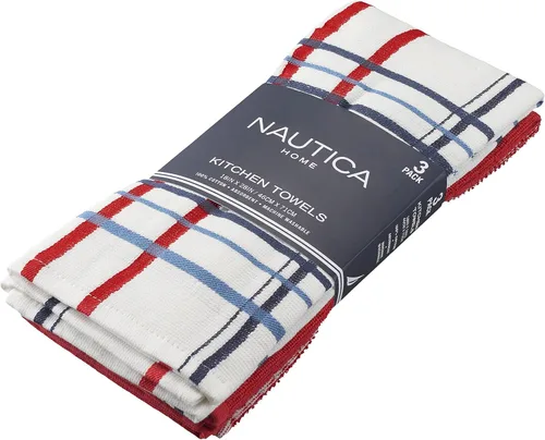 Miniatura 6 de Nautica Toallas de cocina 100% algodón, paños de limpieza reutilizables superabsorbentes, paños de cocina, toallas de mano para secar platos, juego